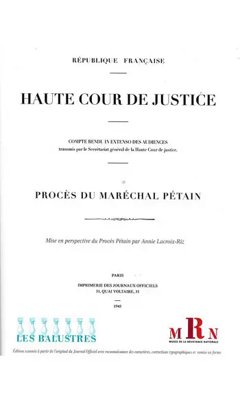 Procès Du Maréchal Pétain